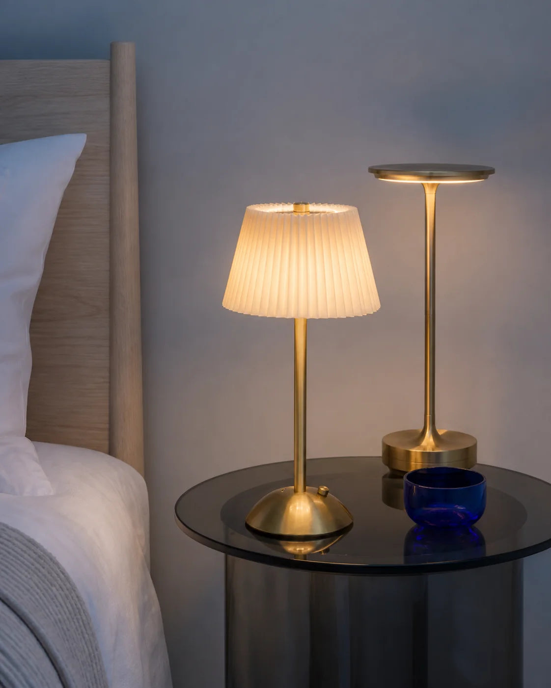 Two Nordenly table lamps in warm evening light
