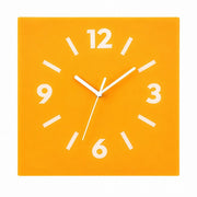 Klein Square Abstract Wall Clock, Frameless 3mm Panel, Modern Minimalist Living Room Decor – Ginkgo Yellow / 40 x 40 cm