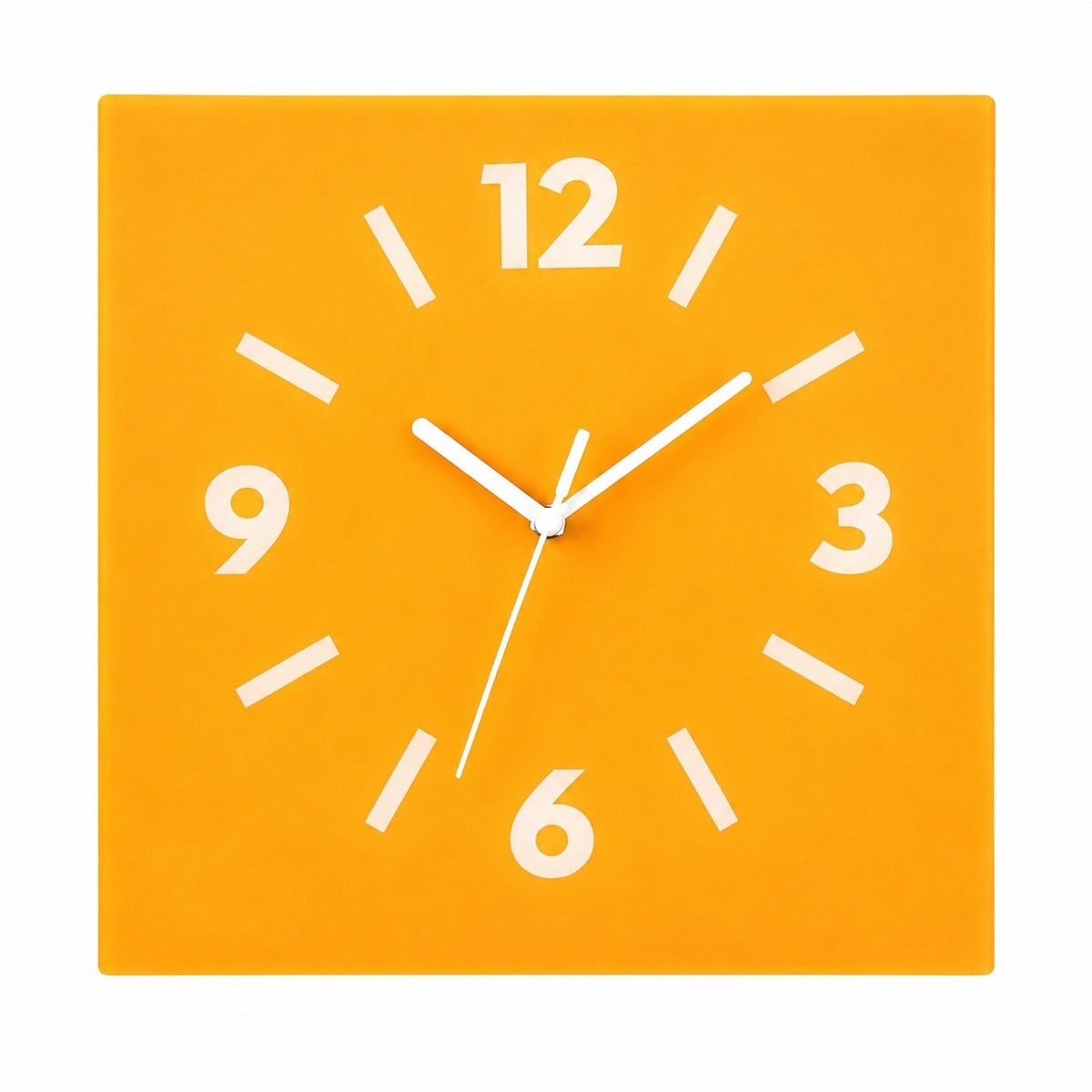 Klein Square Abstract Wall Clock, Frameless 3mm Panel, Modern Minimalist Living Room Decor – Ginkgo Yellow / 40 x 40 cm