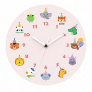 Children's Animal Cartoon Wall Clock, Frameless 3mm Acrylic, Kids Bedroom Decor – Cute Pet Party / 40 x 40 cm