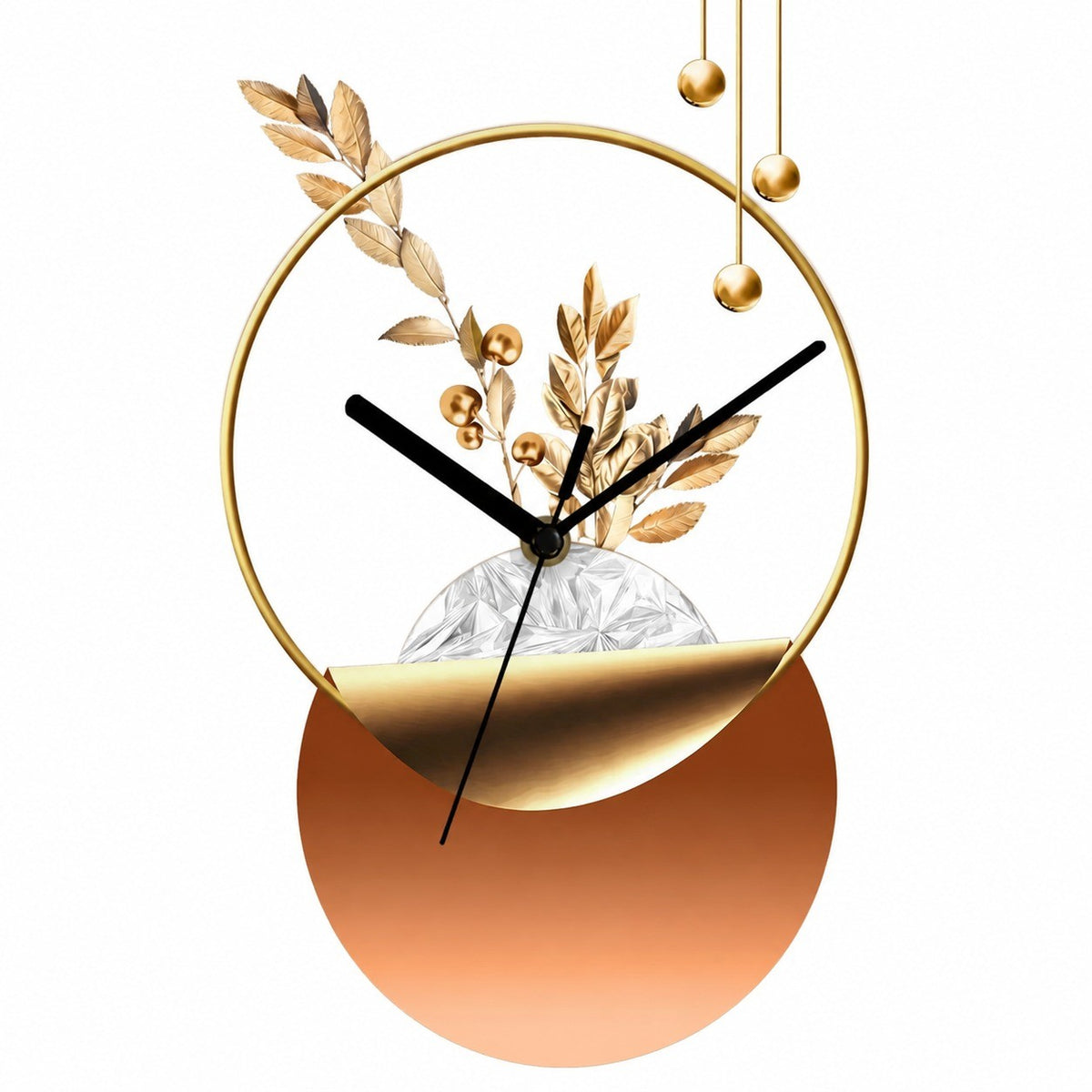 Deer Landscape Wall Clock, Rectangular, Frameless 3 mm Panel, Modern Art, Indoor – Golden Leaves and Orange