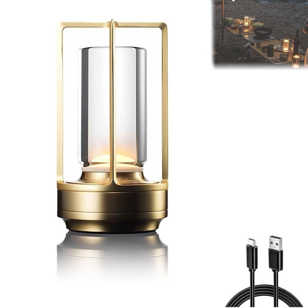 Retro Japanese LED Table Lamp, Dimmable USB Charging, Minimalist Metal Night Light for