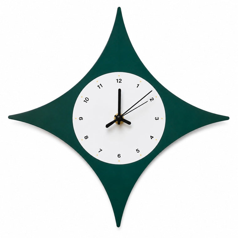 Pillow-Shaped Art Wall Clock, Dark, Frameless 3 mm Panel, Modern Decor – Time Dashboard, Dark Green