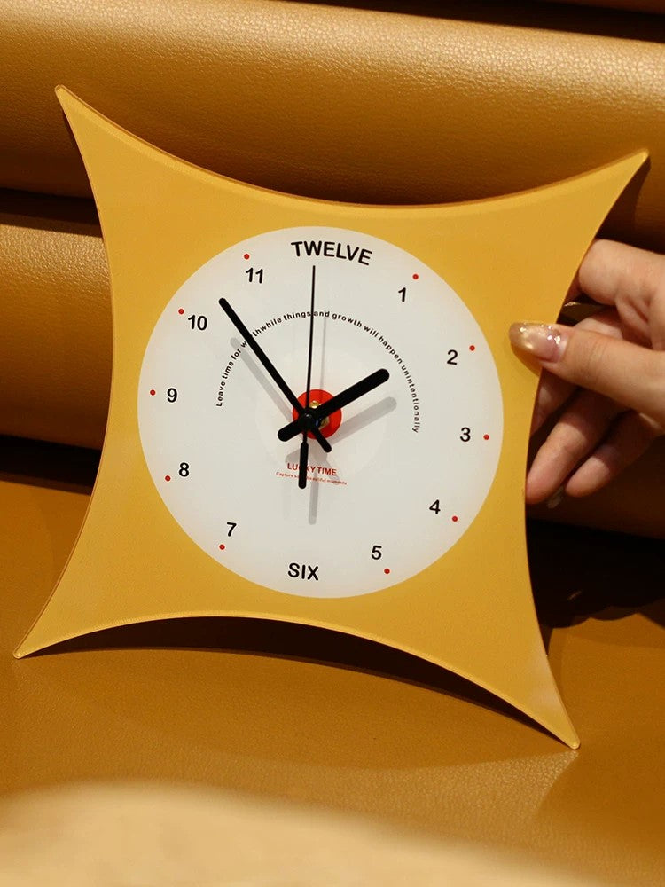 Pillow-Shaped Art Wall Clock, Dark, Frameless 3 mm Panel, Modern Decor