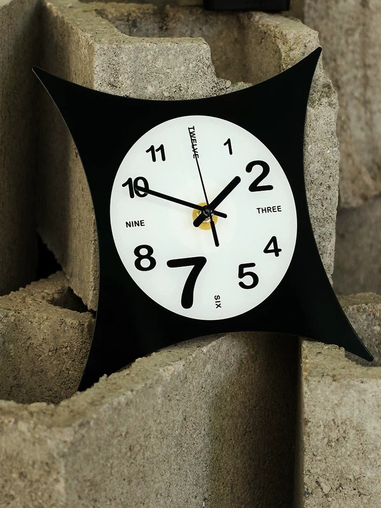 Pillow-Shaped Art Wall Clock, Dark, Frameless 3 mm Panel, Modern Decor