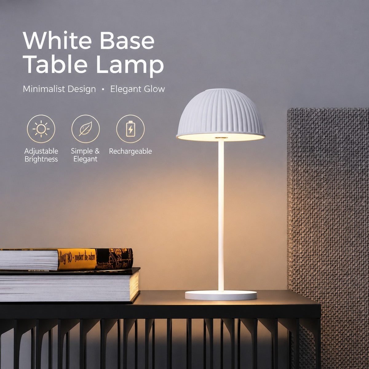 LED Rechargeable Table Lamp, Dimmable Bedside Night Light, Modern Decor for Bedroom Desk