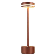 LED I-Shaped Table Lamp, USB Rechargeable Wireless, Touch Dimming, Retro Metal Decor – Brown