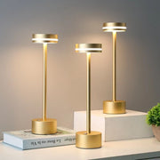 LED I-Shaped Table Lamp, USB Rechargeable Wireless, Touch Dimming, Retro Metal Decor