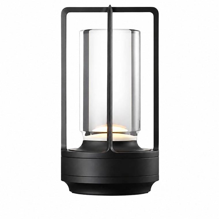 Retro Japanese LED Table Lamp, Dimmable USB Charging, Minimalist Metal Night Light for – Button black
