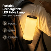 Rechargeable LED Touch Table Lamp, Bedside Night Light, Dimmable Atmosphere Lamp for Bedroom