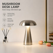 Mushroom Desk Lamp, Metal Rechargeable Night Light, Bedroom Study Dorm Table Lamp