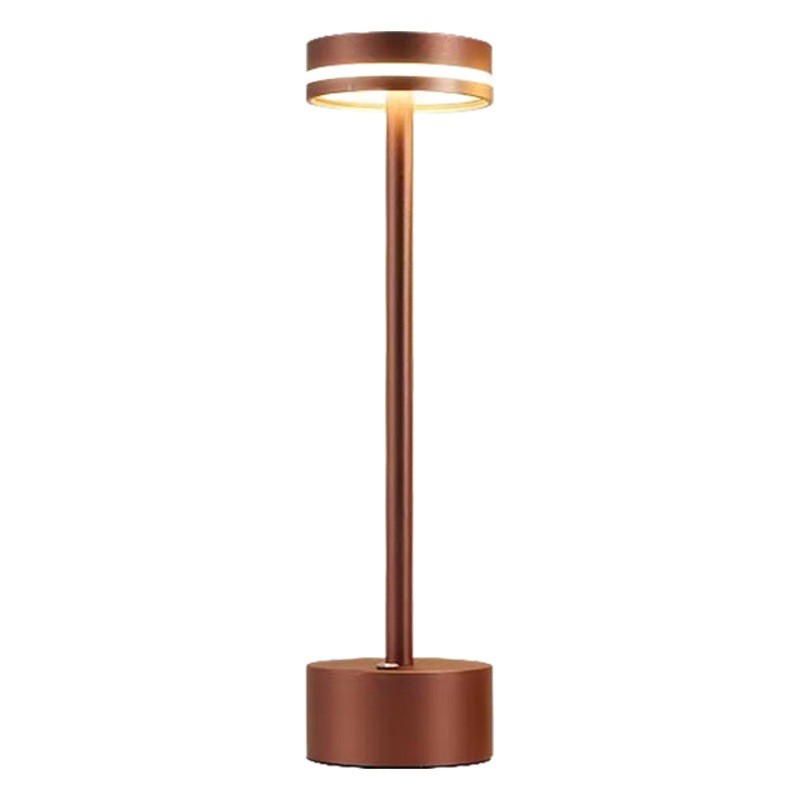 LED I-Shaped Table Lamp, USB Rechargeable Wireless, Touch Dimming, Retro Metal Decor – Rose Gold