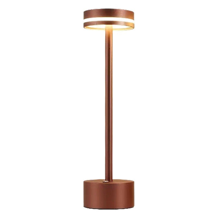 LED I-Shaped Table Lamp, USB Rechargeable Wireless, Touch Dimming, Retro Metal Decor – Rose Gold