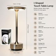 USB Rechargeable Touch Table Lamp, Aluminum I-Shaped, Eye Protection LED Night Light