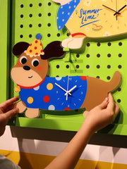 Polka-Dot Dachshund Cartoon Dog Wall Clock, Frameless 3 mm Panel