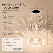 Diamond Crystal Touch Table Lamp, Dimmable Night Light, RGB Color Changing, Bedroom Decor
