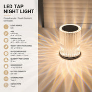 LED Tap Night Light, Dimmable Bedside Lamp, Rechargeable, 16 Color, Modern Minimalist Table