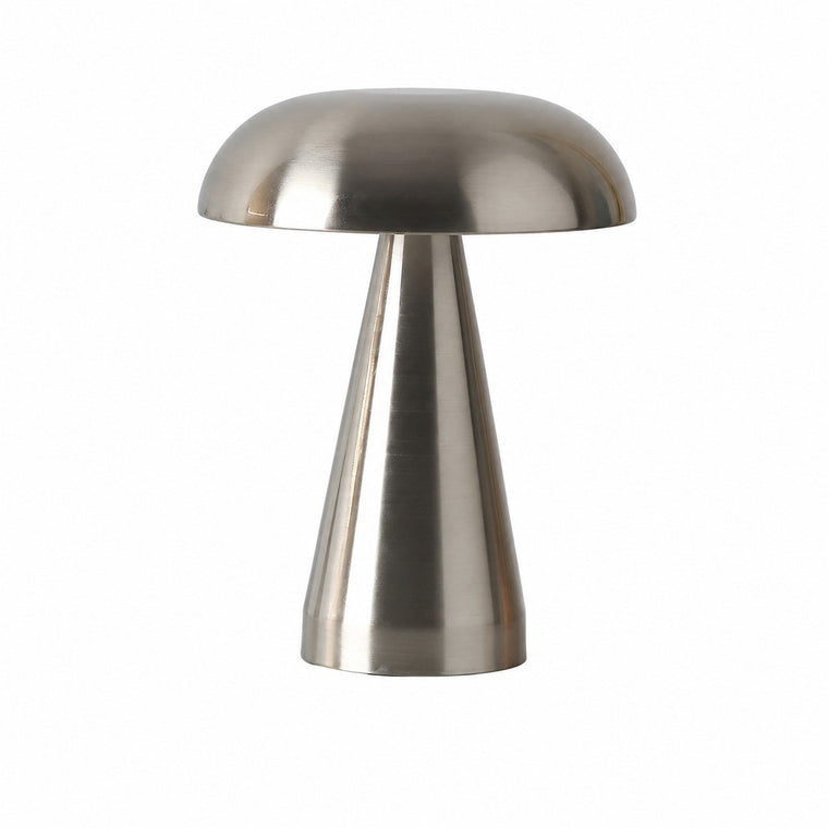 Metal Mushroom Table Lamp, USB Rechargeable Night Light, Touch Dimming, Eye-Protection, for – Mushroom style-silver