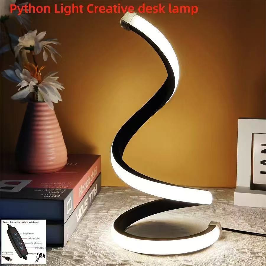 Modern Spiral Desk Lamp, Adjustable LED USB Powered, Light Luxury, EU CE Certified Table