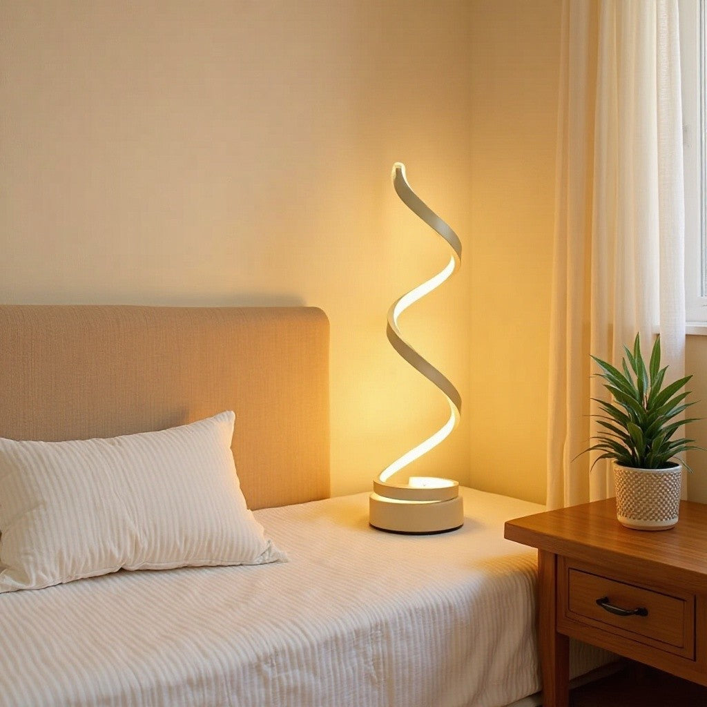 Modern Spiral Desk Lamp, Adjustable LED USB Powered, Light Luxury, EU CE Certified Table