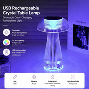 USB Rechargeable Crystal Table Lamp, Dimmable Color-Changing Night Light, Eye-Protection