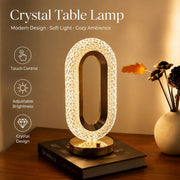 Crystal Table Lamp for Bedroom, Touch Night Light with Adjustable Brightness, Modern LED