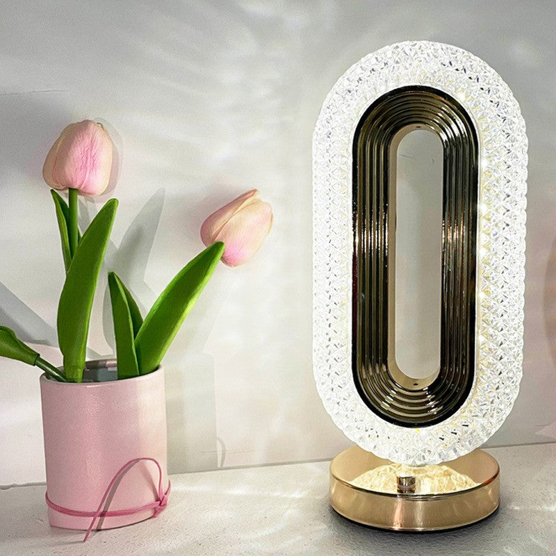 Crystal Table Lamp for Bedroom, Touch Night Light with Adjustable Brightness, Modern LED