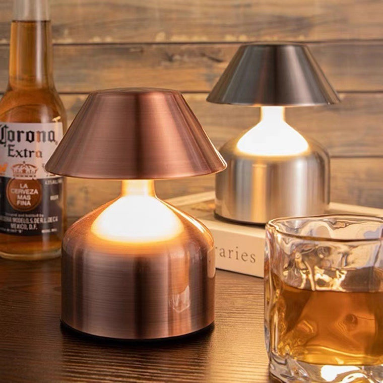 Rechargeable Nordic Bar Counter Night Light, Retro Ambient Lamp, Metal, Touch Dimming Table