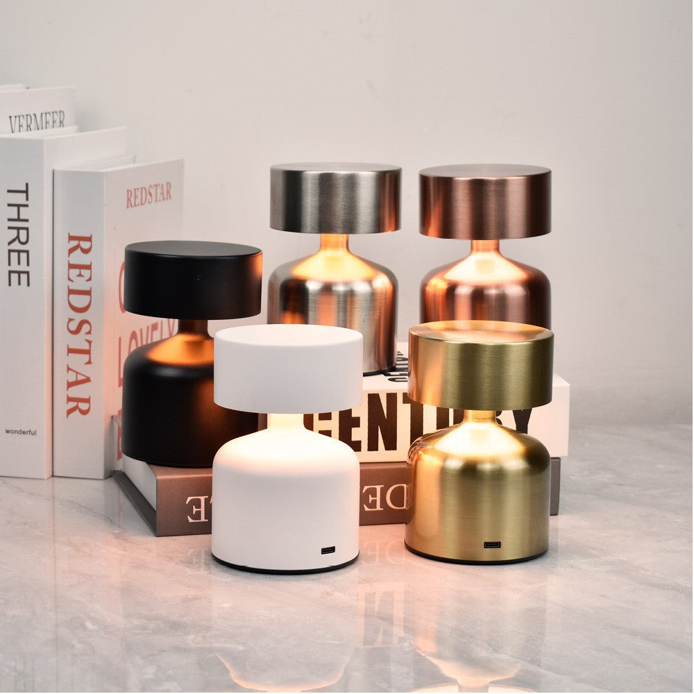 Rechargeable Nordic Bar Counter Night Light, Retro Ambient Lamp, Metal, Touch Dimming Table