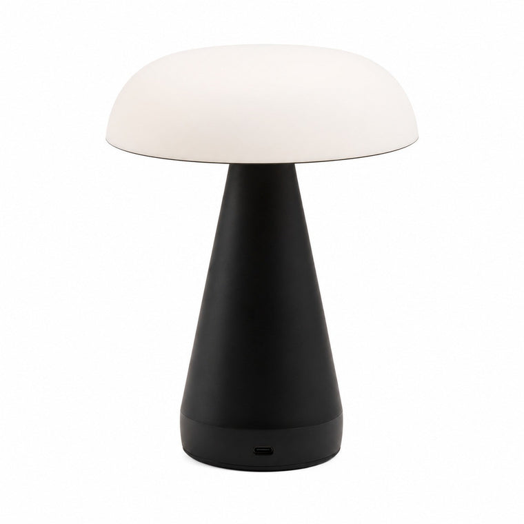 Metal Mushroom Table Lamp, USB Rechargeable Night Light, Touch Dimming, Eye-Protection, for – Mushroom style-white on top and black on bottom