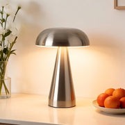Metal Mushroom Table Lamp, USB Rechargeable Night Light, Touch Dimming, Eye-Protection, for