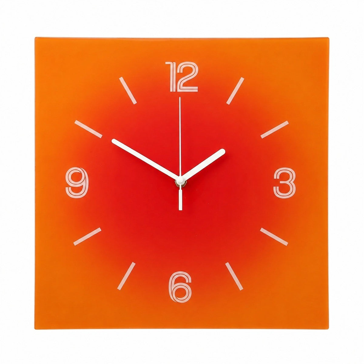 Compact Square Abstract Wall Clock, Frameless 3 mm Panel, Sunset Art, Nordic Style – Setting Sun / 30 x 30 cm