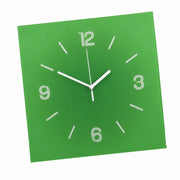 Compact Square Abstract Wall Clock, Frameless 3 mm Panel, Sunset Art, Nordic Style – Late-Spring Mountain Green / 20 x 20 cm (compact size)