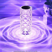 Rose Crystal Table Lamp, 16-Color Rechargeable, Touch Control, Romantic Bedroom Night Light