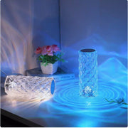 Rose Crystal Table Lamp, 16-Color Rechargeable, Touch Control, Romantic Bedroom Night Light
