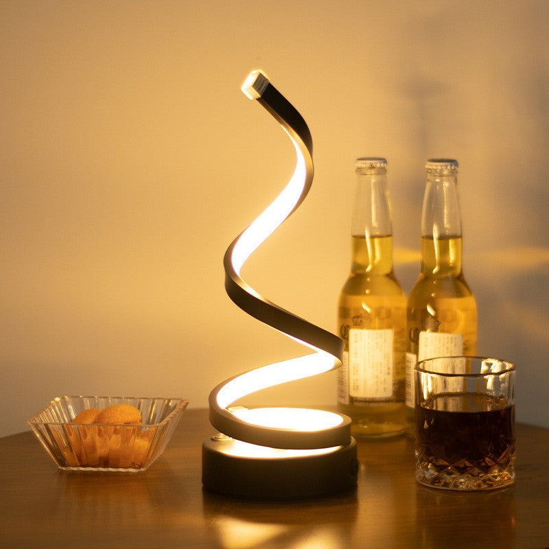 Modern Spiral Desk Lamp, Adjustable LED USB Powered, Light Luxury, EU CE Certified Table