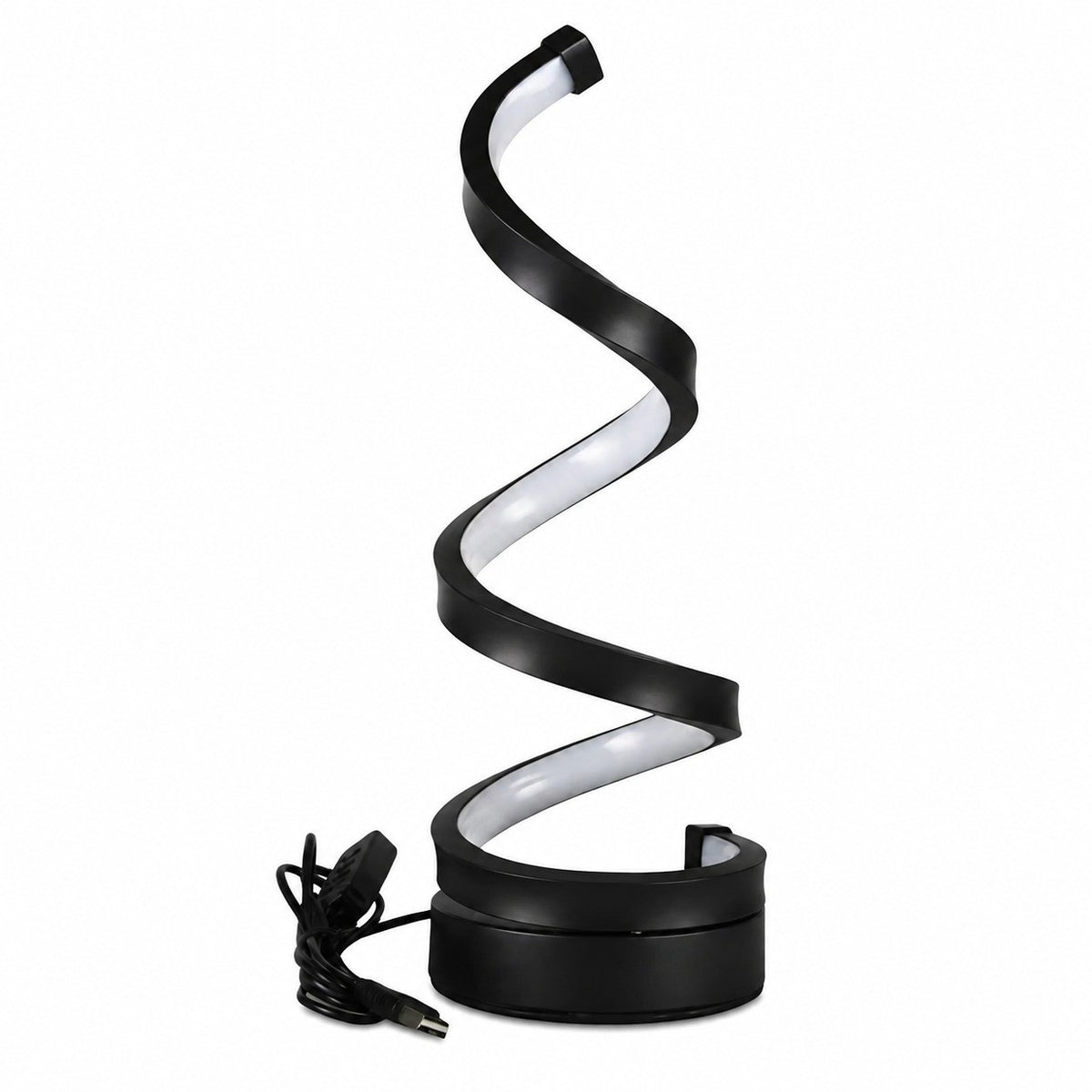 Modern Spiral Desk Lamp, Adjustable LED USB Powered, Light Luxury, EU CE Certified Table – With base black