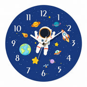 Children's Animal Cartoon Wall Clock, Frameless 3mm Acrylic, Kids Bedroom Decor – Space Adventure / 40 x 40 cm