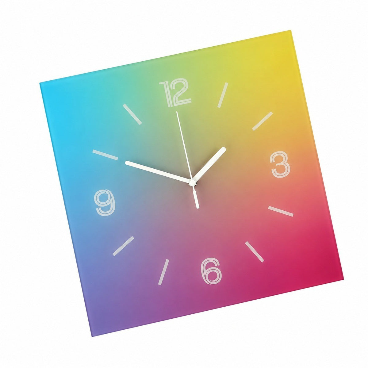 Compact Square Abstract Wall Clock, Frameless 3 mm Panel, Sunset Art, Nordic Style – Sunset-Cloud Dreamscape / 40 x 40 cm