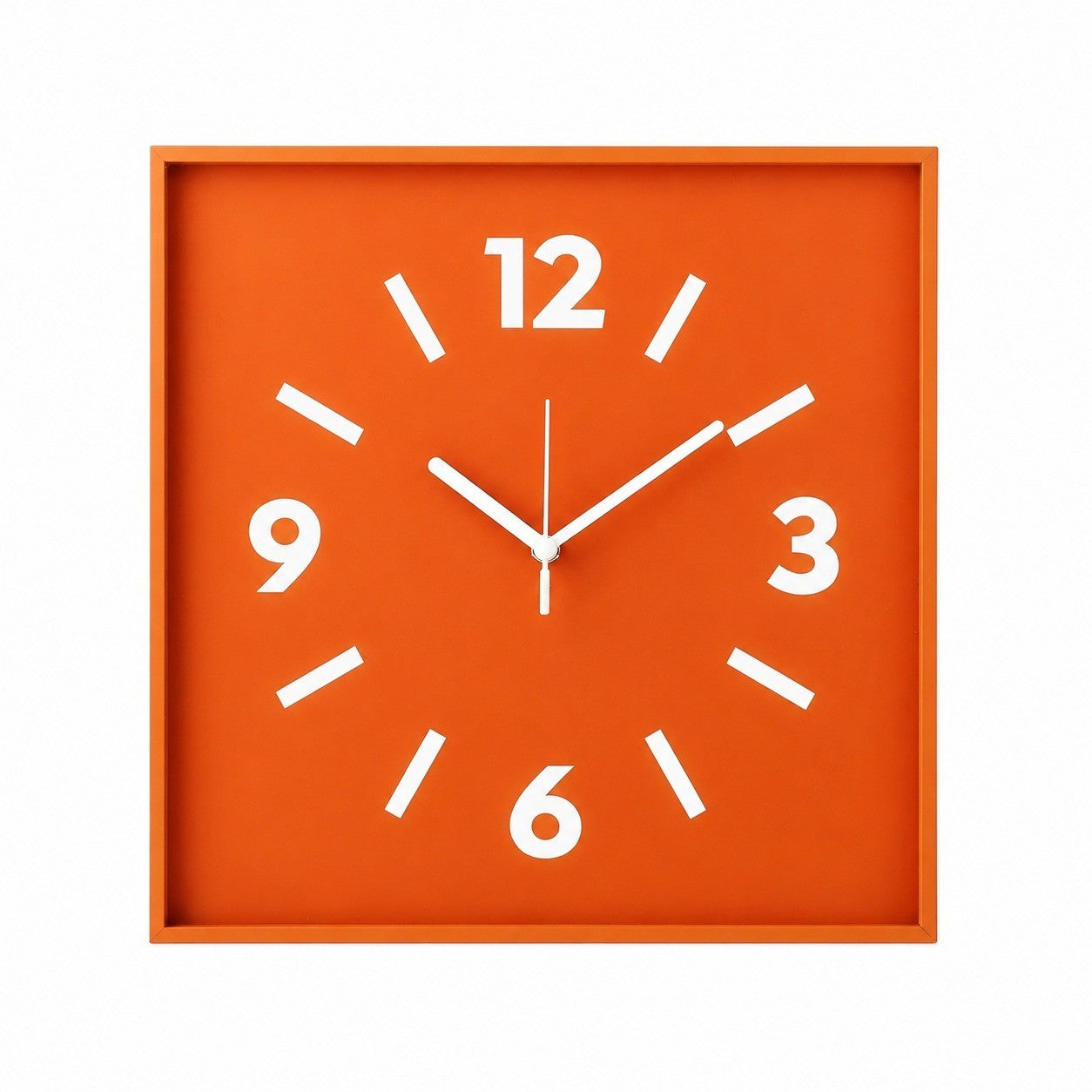 China Aluminum Frame Silent Wall Clock, Modern Dopamine Art, Battery Powered – Hermes Orange / Extra Large, 40 x 40 cm