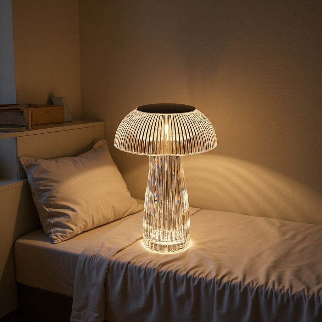 USB Rechargeable Crystal Table Lamp, Dimmable Color-Changing Night Light, Eye-Protection