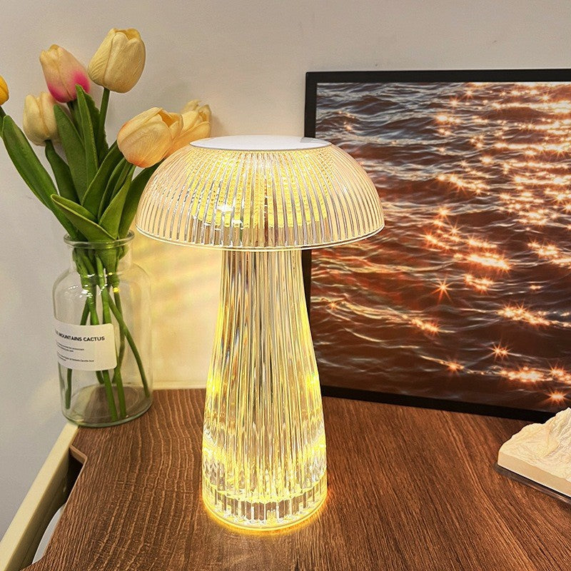 USB Rechargeable Crystal Table Lamp, Dimmable Color-Changing Night Light, Eye-Protection