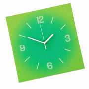 Compact Square Abstract Wall Clock, Frameless 3 mm Panel, Sunset Art, Nordic Style – Mint Dawn / 20 x 20 cm (compact size)