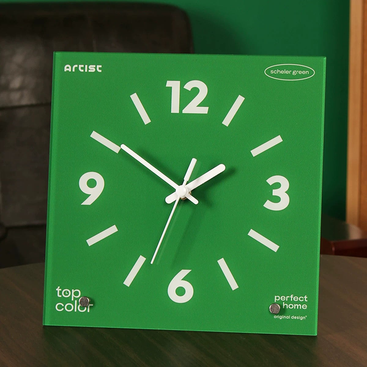 Klein Square Tabletop Clock, Frameless 3 mm Panel, Modern Minimalist Desk Decor Wall Clock