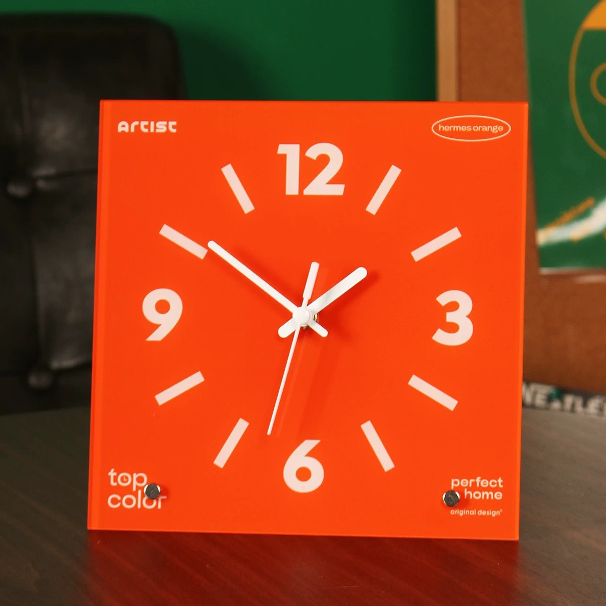 Klein Square Tabletop Clock, Frameless 3 mm Panel, Modern Minimalist Desk Decor Wall Clock