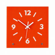 Klein Square Tabletop Clock, Frameless 3 mm Panel, Modern Minimalist Desk Decor Wall Clock – Hermes Orange