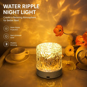 Water Ripple Night Light, Bedside Table Lamp, Stepless Dimming, Ambient Mood Projection