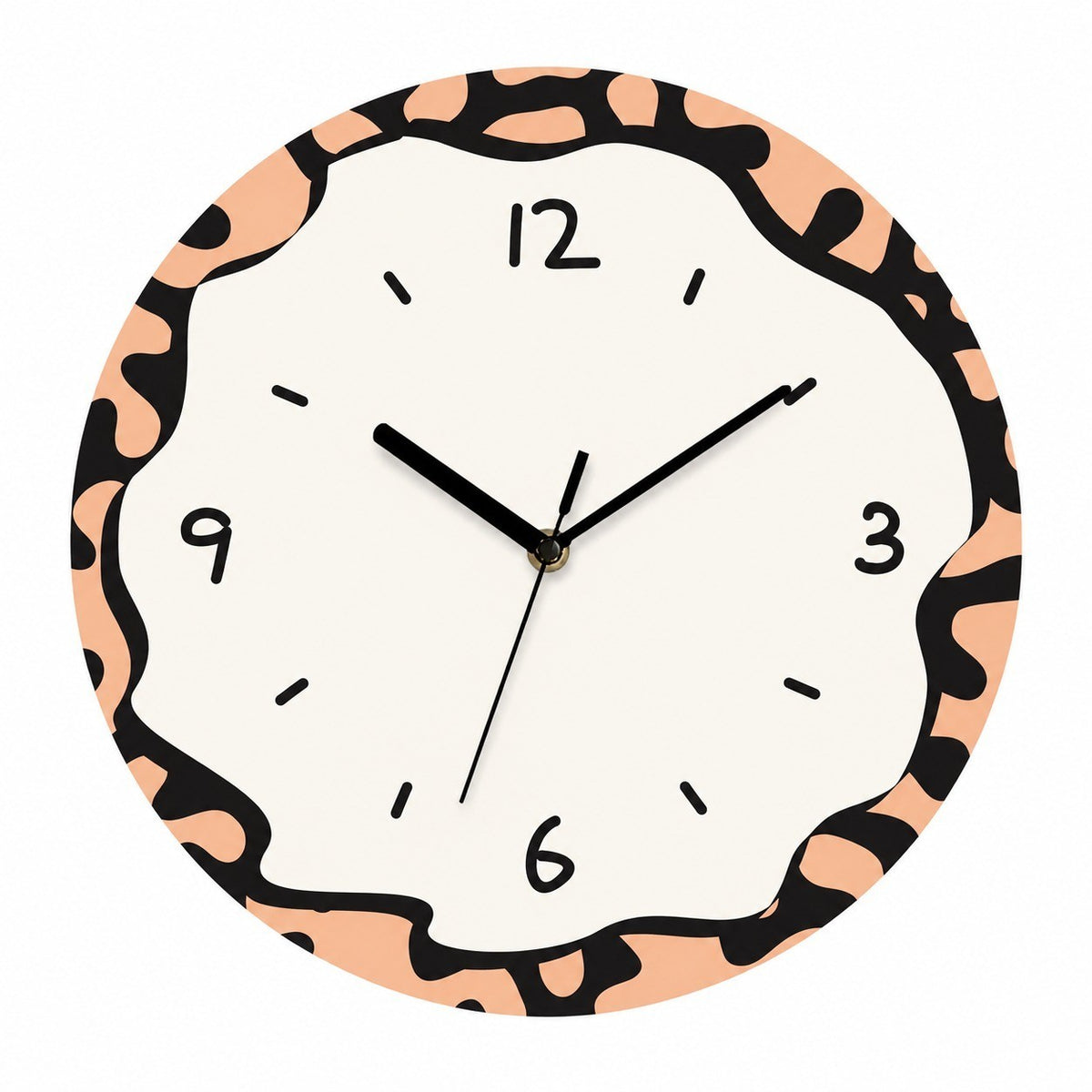 Rings Cartoon Silent Wall Clock, Cream Style, Frameless, Battery Powered – Mini Leopard Print / Small, 20 cm Diameter (compact size)