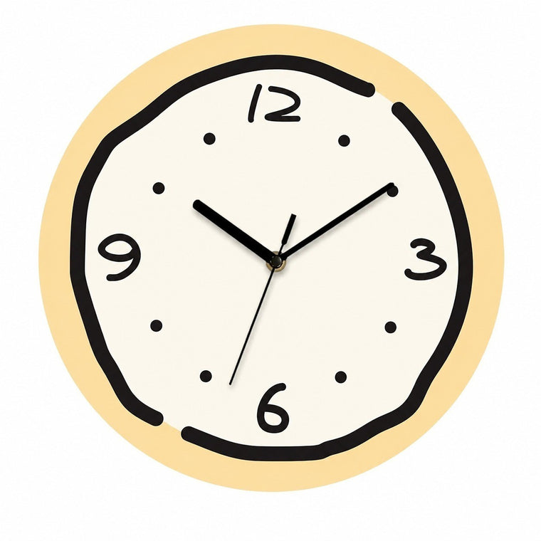 Rings Cartoon Silent Wall Clock, Cream Style, Frameless, Battery Powered – Black Rings / Extra Large, 40 cm Diameter