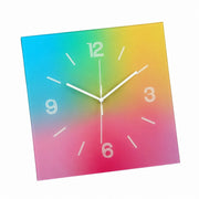 Compact Square Abstract Wall Clock, Frameless 3 mm Panel, Sunset Art, Nordic Style – A Touch of Rosy Clouds / 30 x 30 cm